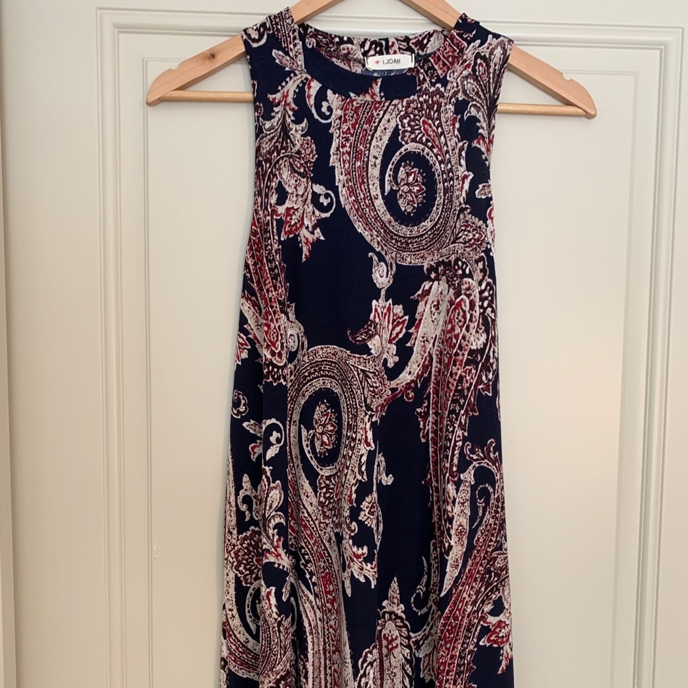 Navy Patterned Mini Dress